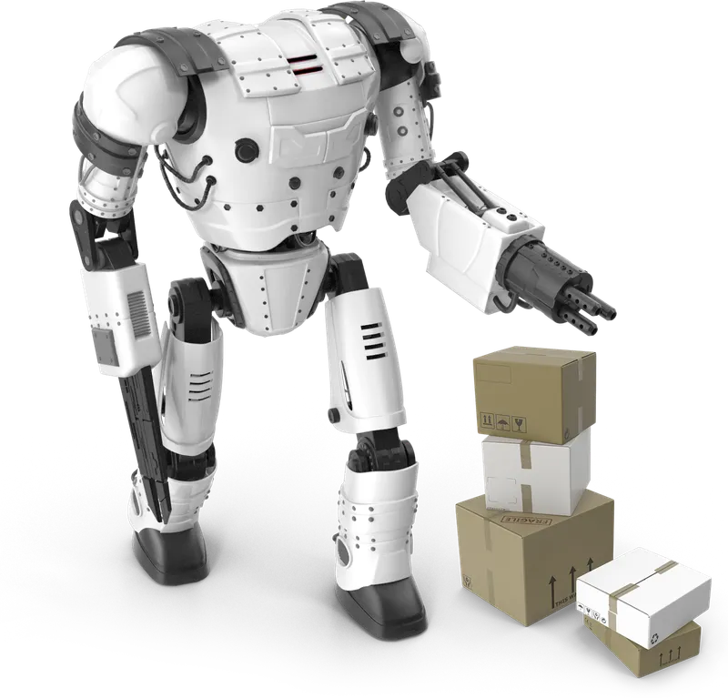 Robot with boxes