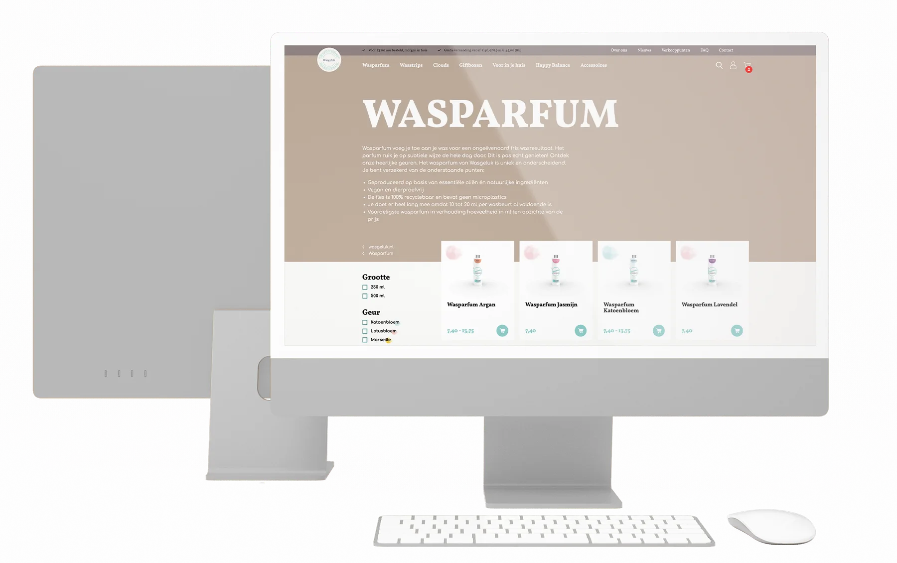 Wasgeluk webshop mockups